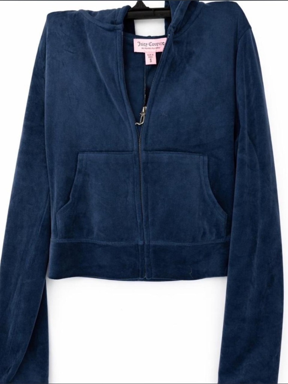 Juicy Couture Navy Velour Zip-Up Bomber Hoodie